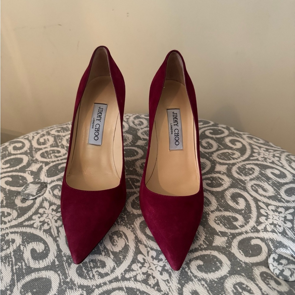 Jimmy Choo Burgundy Suede Heels